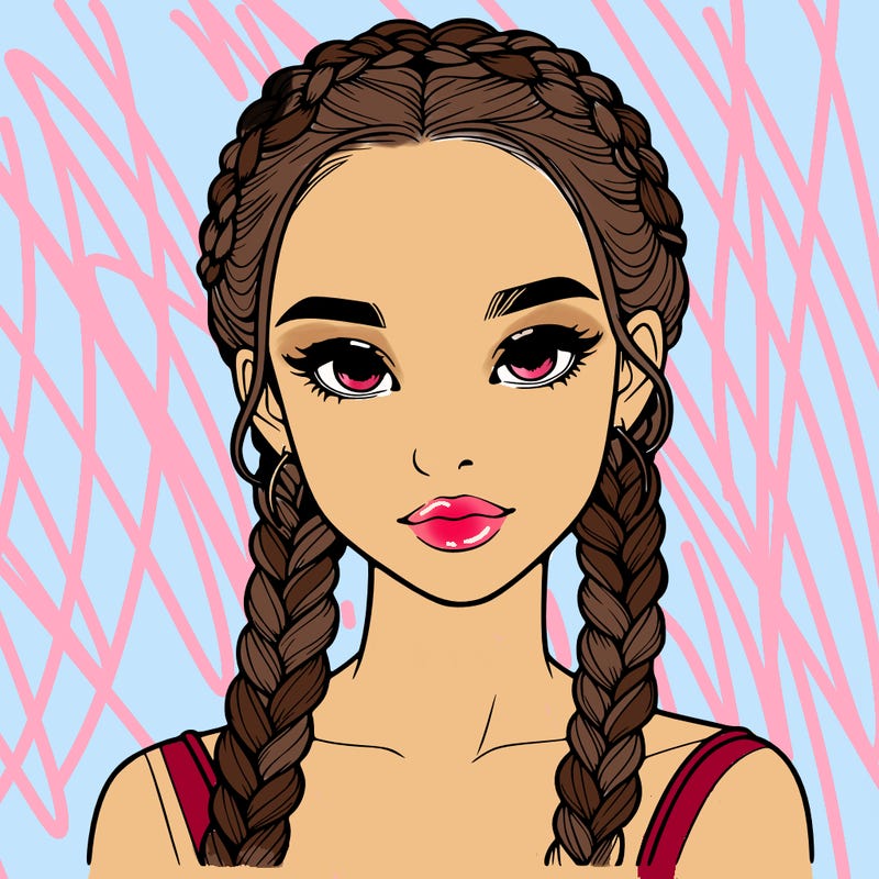 realistic girl with braids