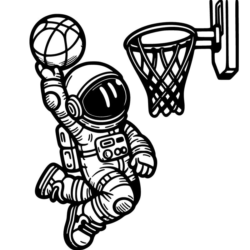astronaut dunking basketball