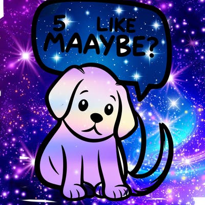 a puppy that says 5 like maybe