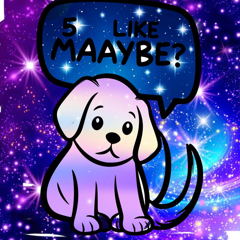 a puppy that says 5 like maybe