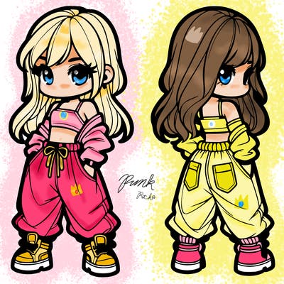 girl in crop top and baggy pants