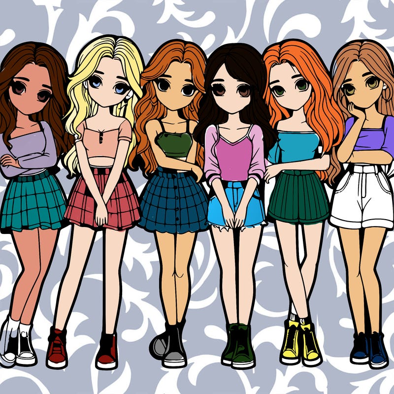a group of girls realistic