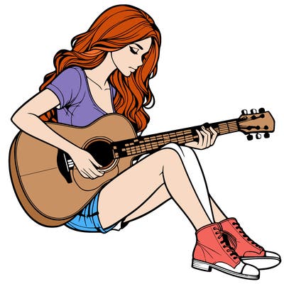 realistic woman play guitar