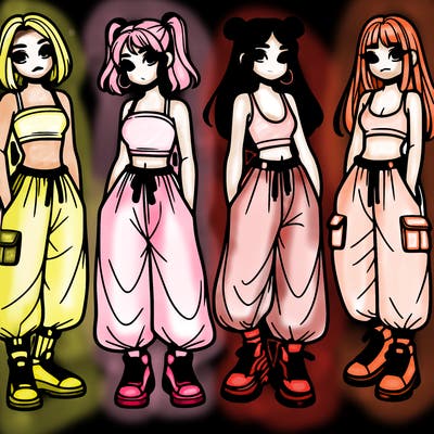 girls with crop top with baggy pants