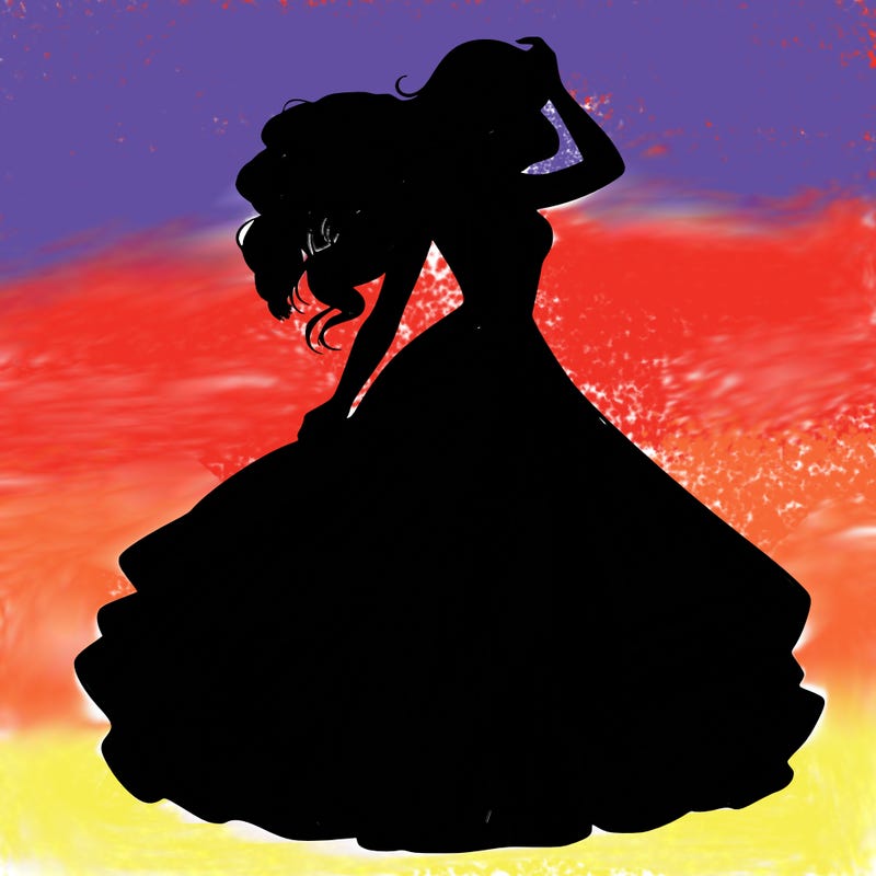 realistic woman with dress flowing in the wind