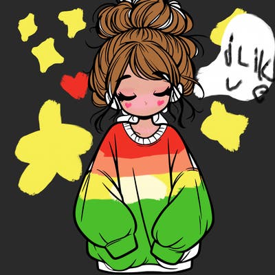 girl with baggy sweatshirt and messy bun