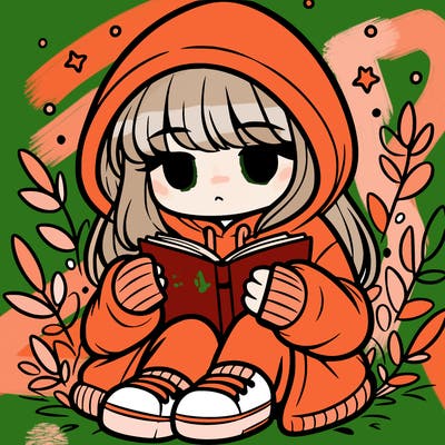 girl in oversized hoodie reading a book