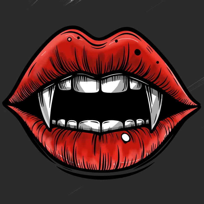lips with vampire teeth