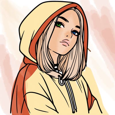 a realistic girl in a hoodie