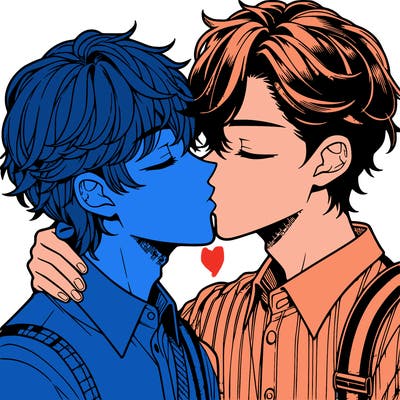 manga boys kissing each other