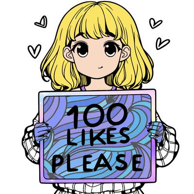 a girl holding a sign saying 100 likes please