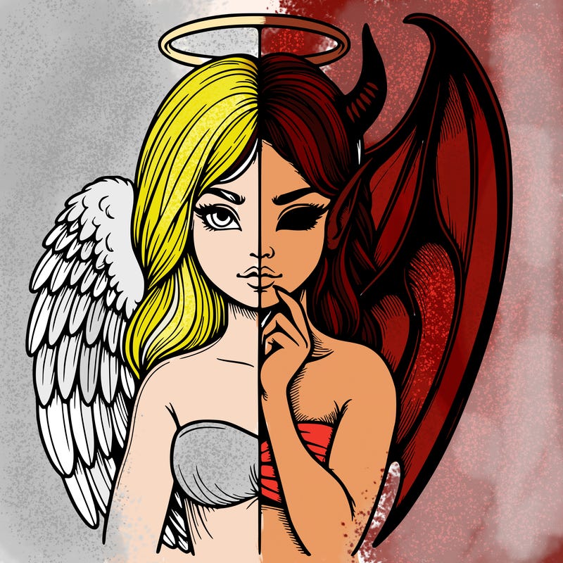 realistic angel half demon