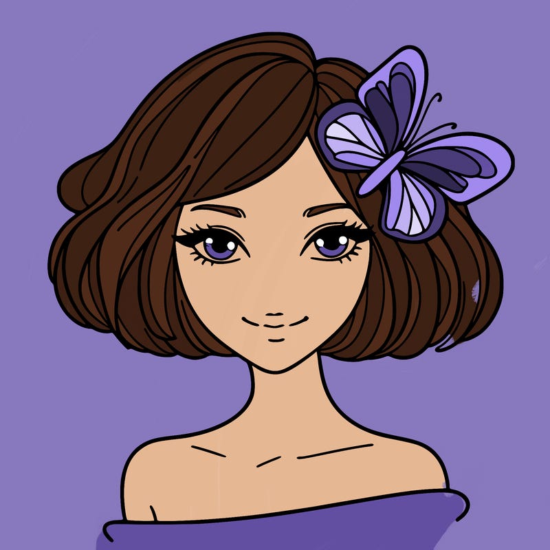 woman with butterfly short hair