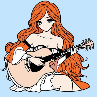 beautiful girl playing the guitar