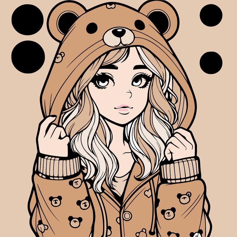 realistic girl in a animal pjs hoodie