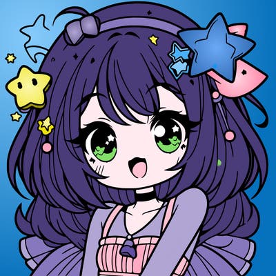 cute anime girl with star accessories