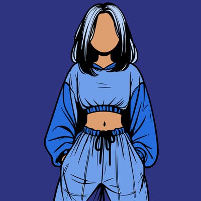 realistic girl faceless with baggy pants and a crop top