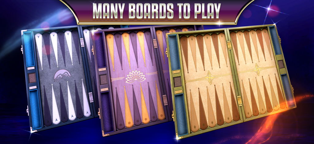 Tres diseños de tablero de backgammon 3D de alta calidad en Backgammon Legends