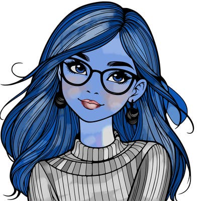 realistic girl with glasses