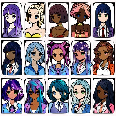 girls that look diffrent anime