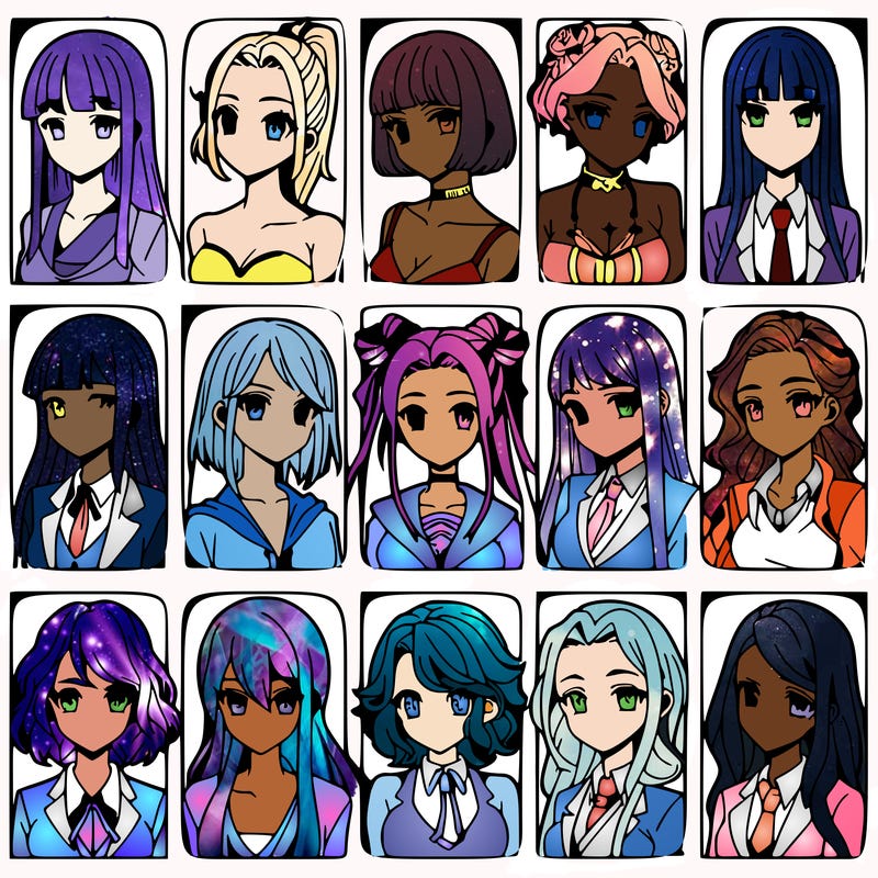 girls that look diffrent anime