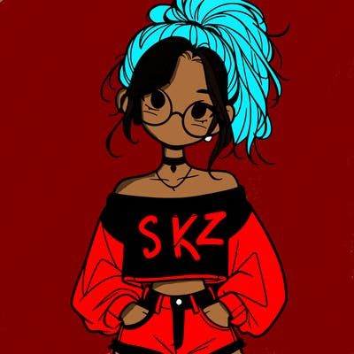 girl with a messy ponytail glasses a baggy crop top and jean shorts