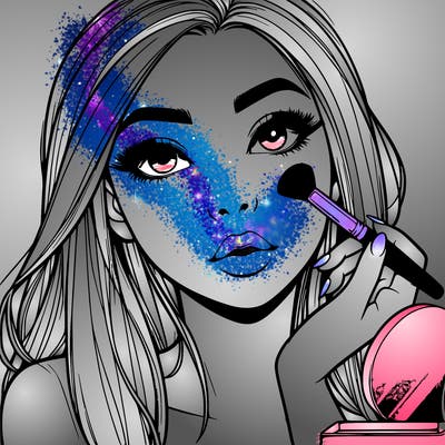 realistic girl doing her makeup