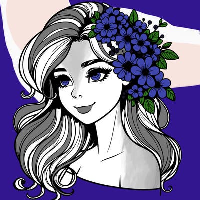 realistic beautiful girl with flowers in her hair