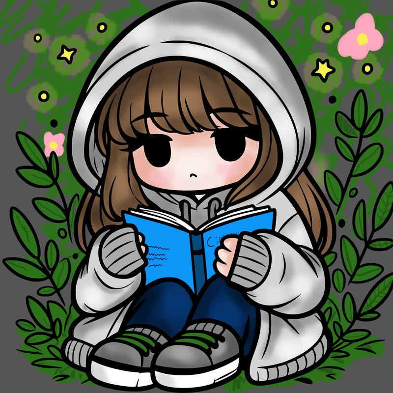 girl in oversized hoodie reading a book
