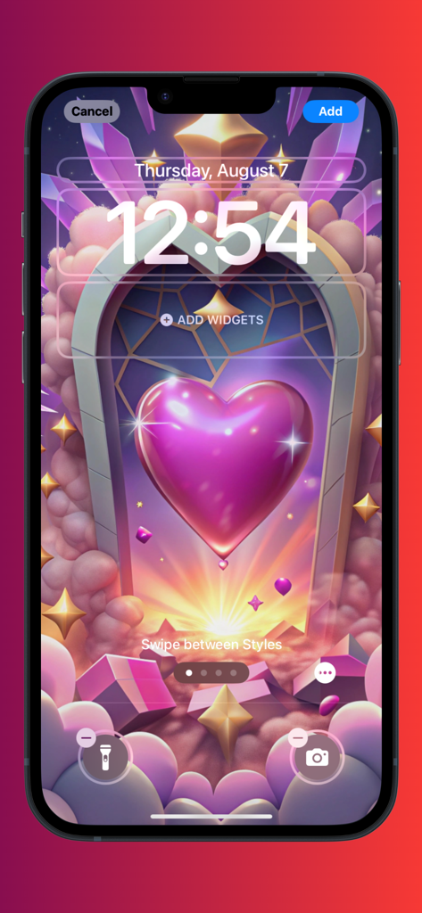 Fondo de pantalla estético de anime para pantalla de bloqueo con un corazón rosa brillante y chispas mágicas