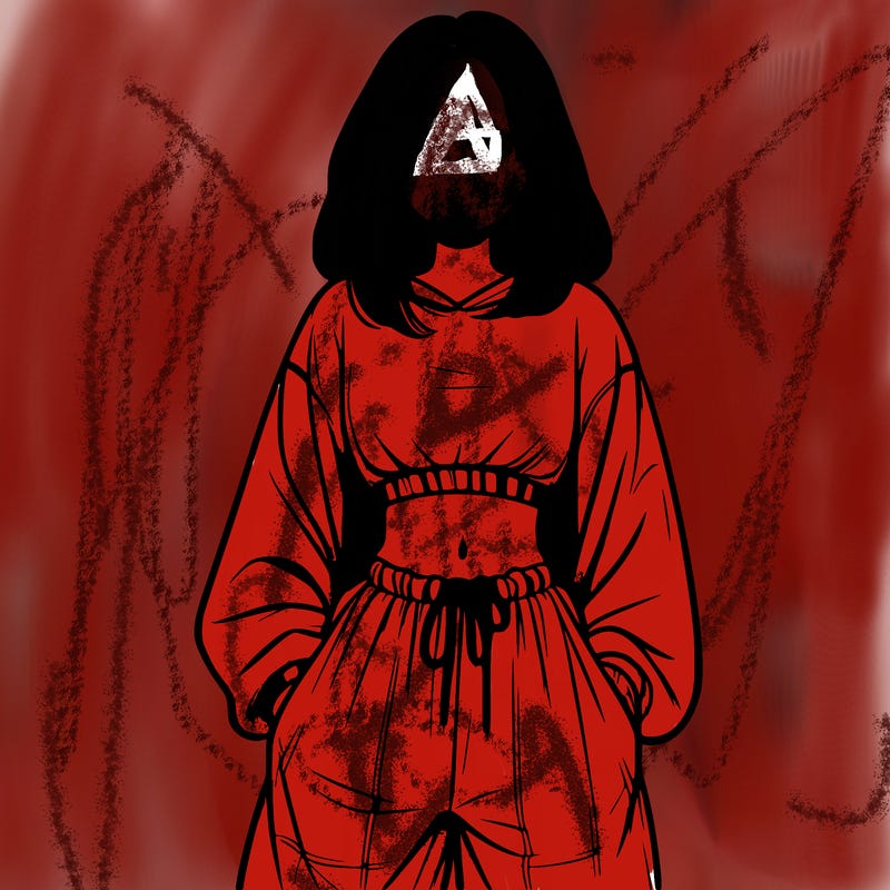 realistic girl faceless with baggy pants and a crop top