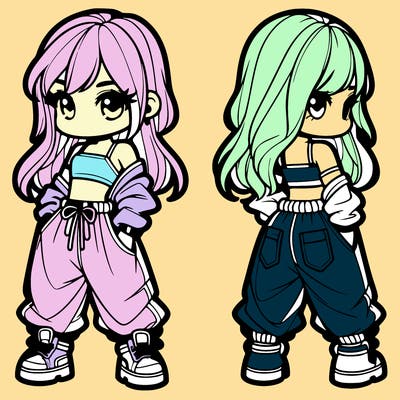 girl in crop top and baggy pants