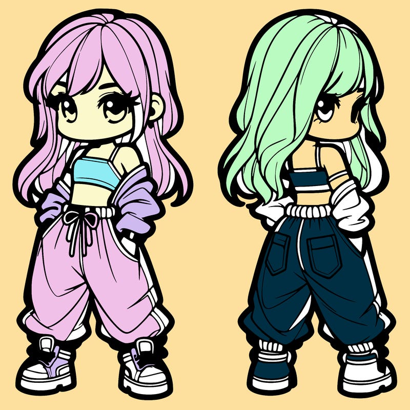 girl in crop top and baggy pants