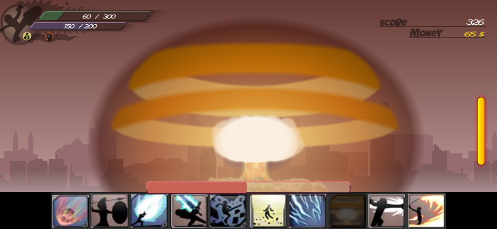 Stick Revenge: Shadow Fighting - A massive mushroom cloud explosion from a magic attack in Stick Revenge Shadow Fighting