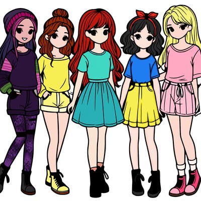 a group of five girls