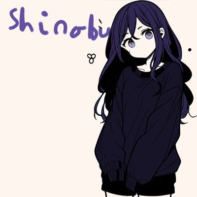 manga teen girl  in a sweater and baggy pants