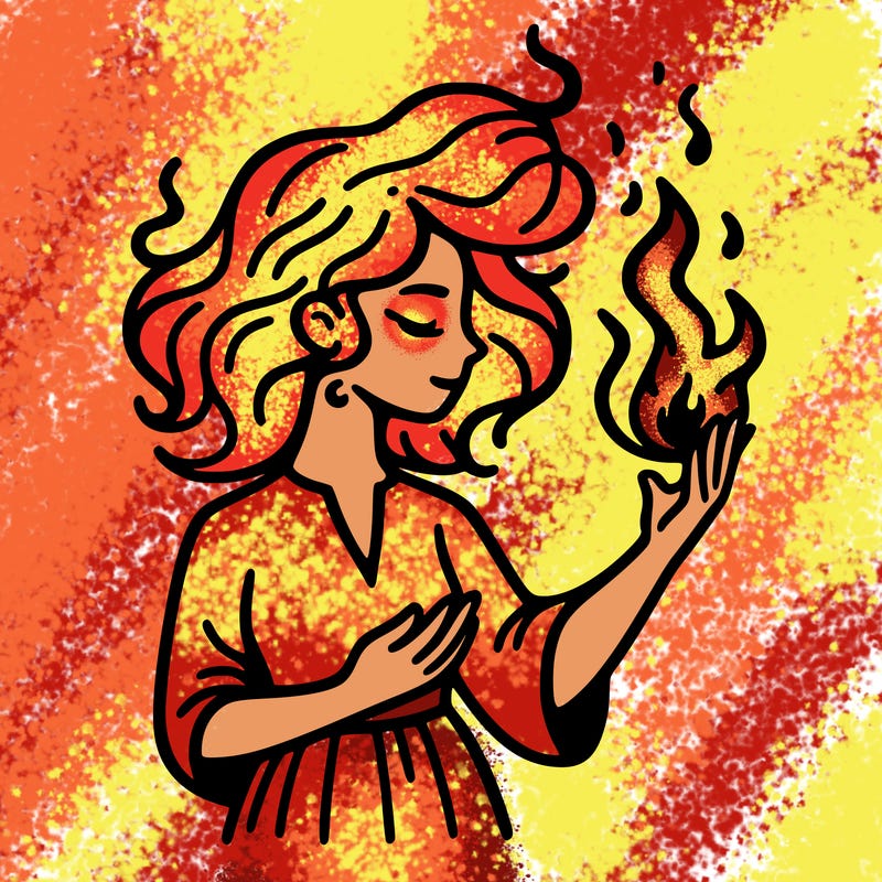 woman with fire