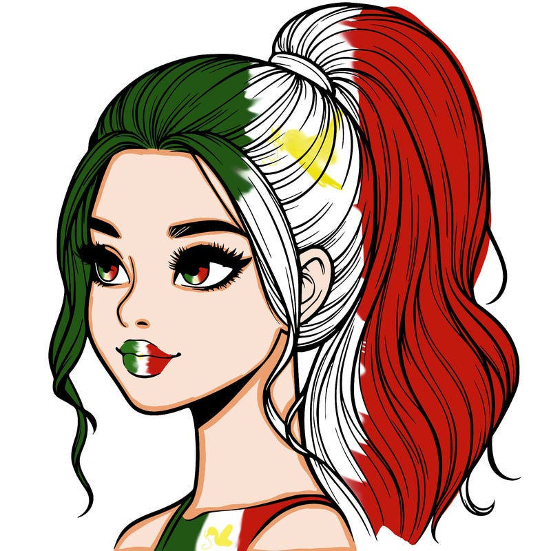 realistic girl with a high ponytail