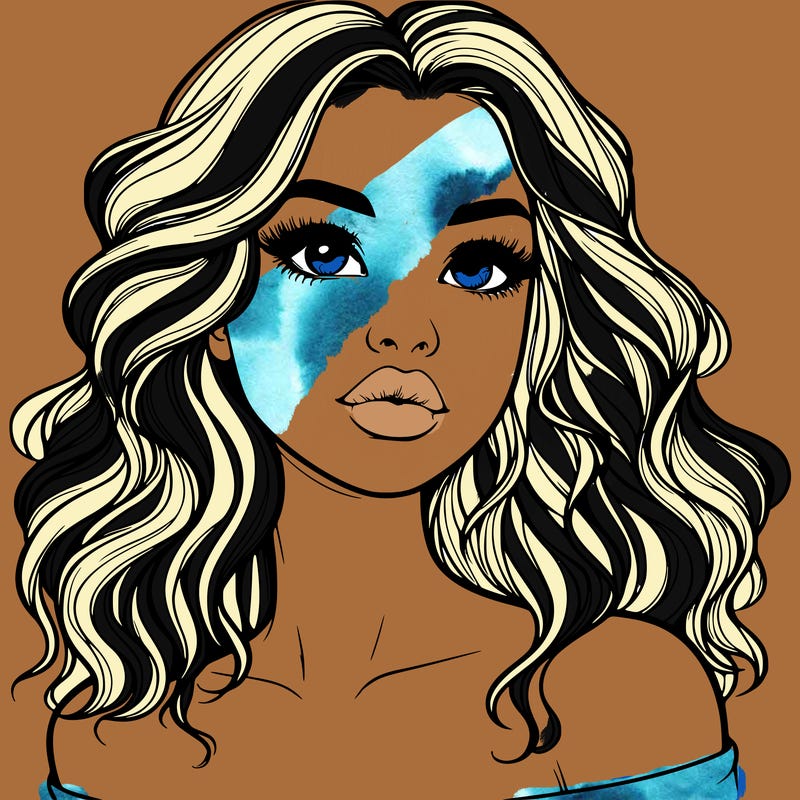 realistic girl with wavy hair and lips