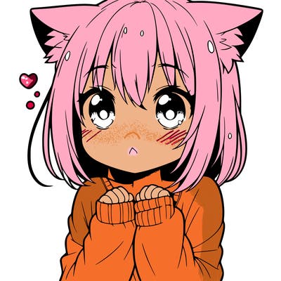 shy anime catgirl