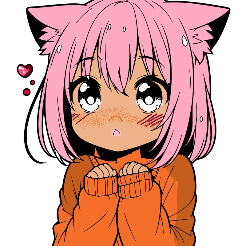 shy anime catgirl