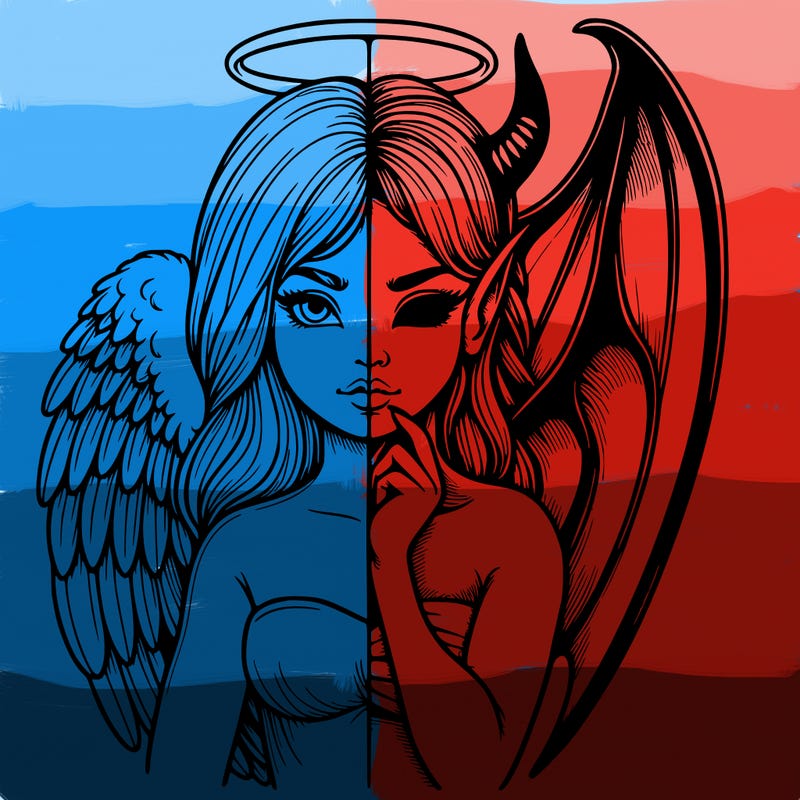 realistic angel half demon