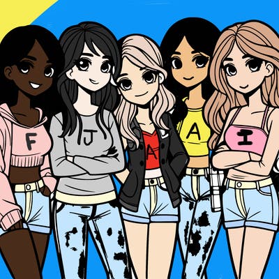 a group of 5 teen girls