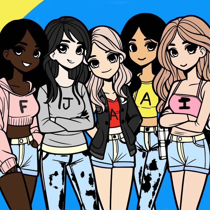 a group of 5 teen girls