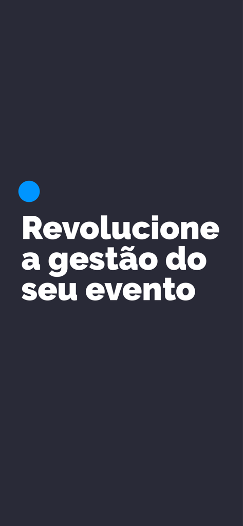 Sympla Organizador app splash screen featuring a slogan about revolutionizing event management
