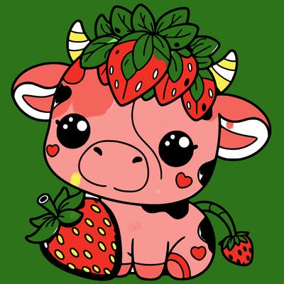 cute strawberry cow