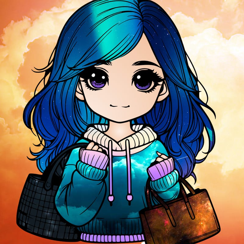 realistic girl with bags