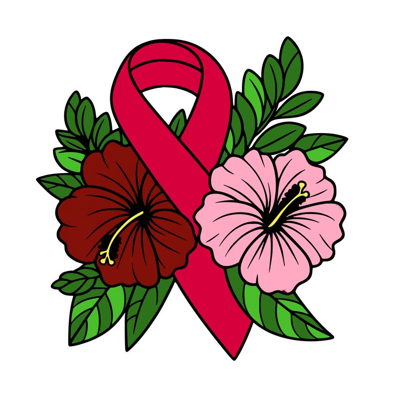 breast cancer awareness with hibiscus flowers
