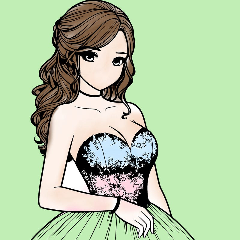 realistic girl in prom dress