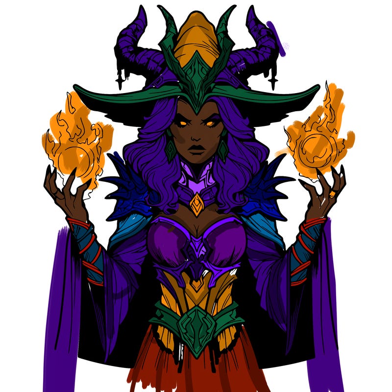 realistic evil sorceress fantasy chaos